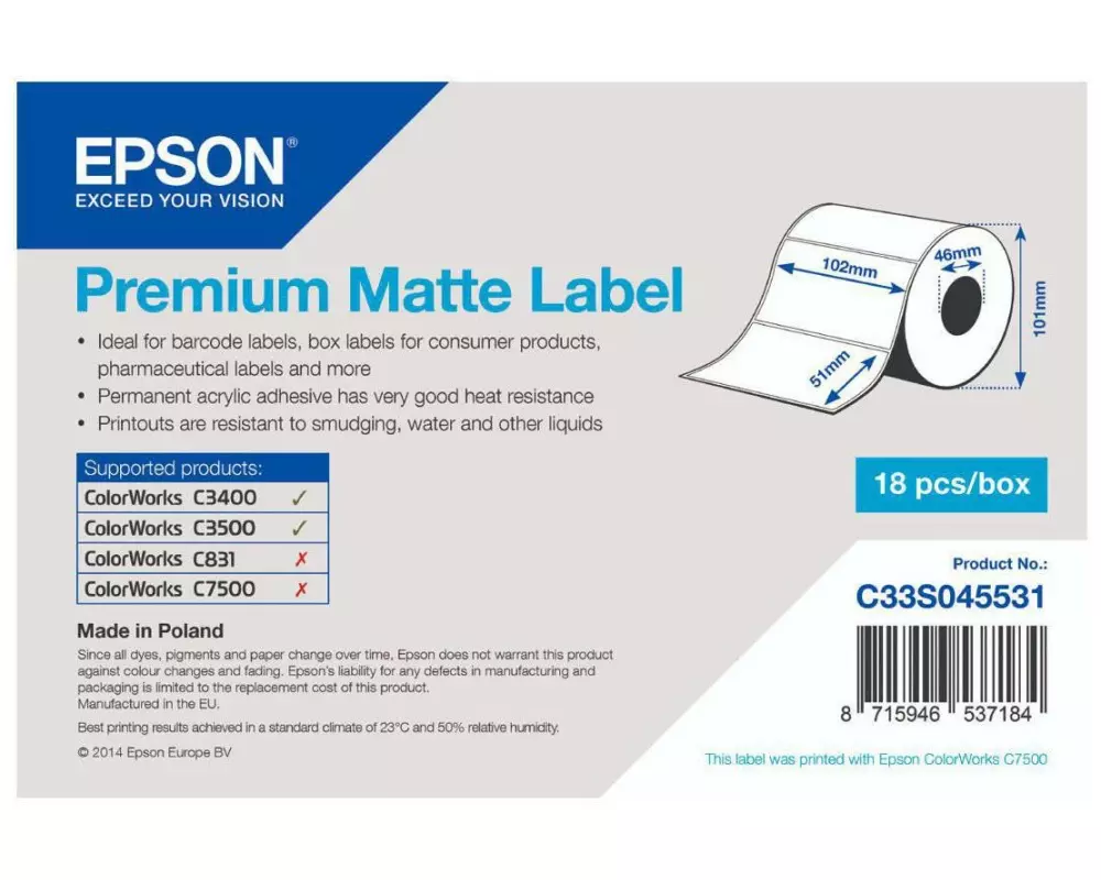 Epson Etikettenrolle Premium 102 x 51 mm