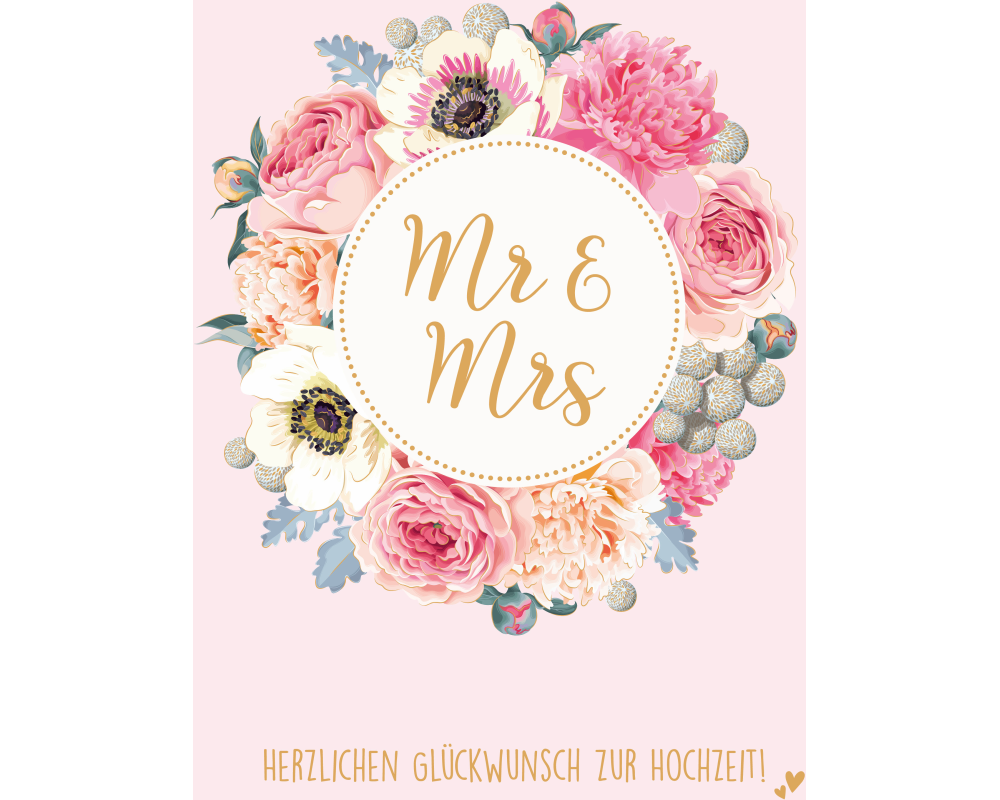 ABC Hochzeitskarte A4 53971 Blumenkranz Mr & Mrs