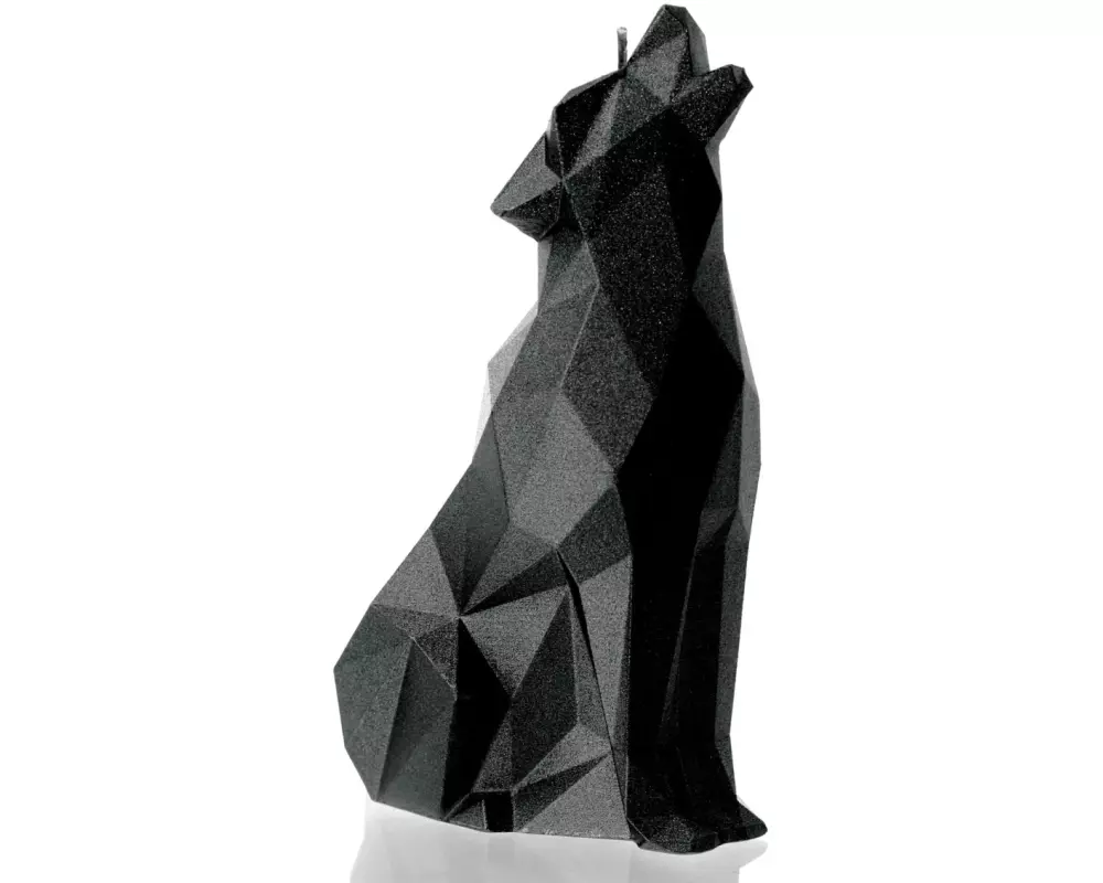 Candellana Kerze Wolf Schwarz metallic