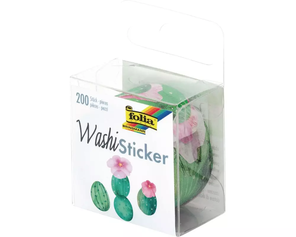 Folia Sticker auf Rolle Washi Kakteen, 200 Sticker