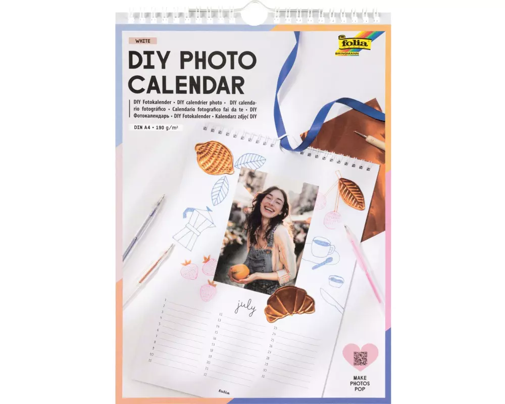 Folia Bastel-Dauerkalender A4 Weiss 190 g/m²