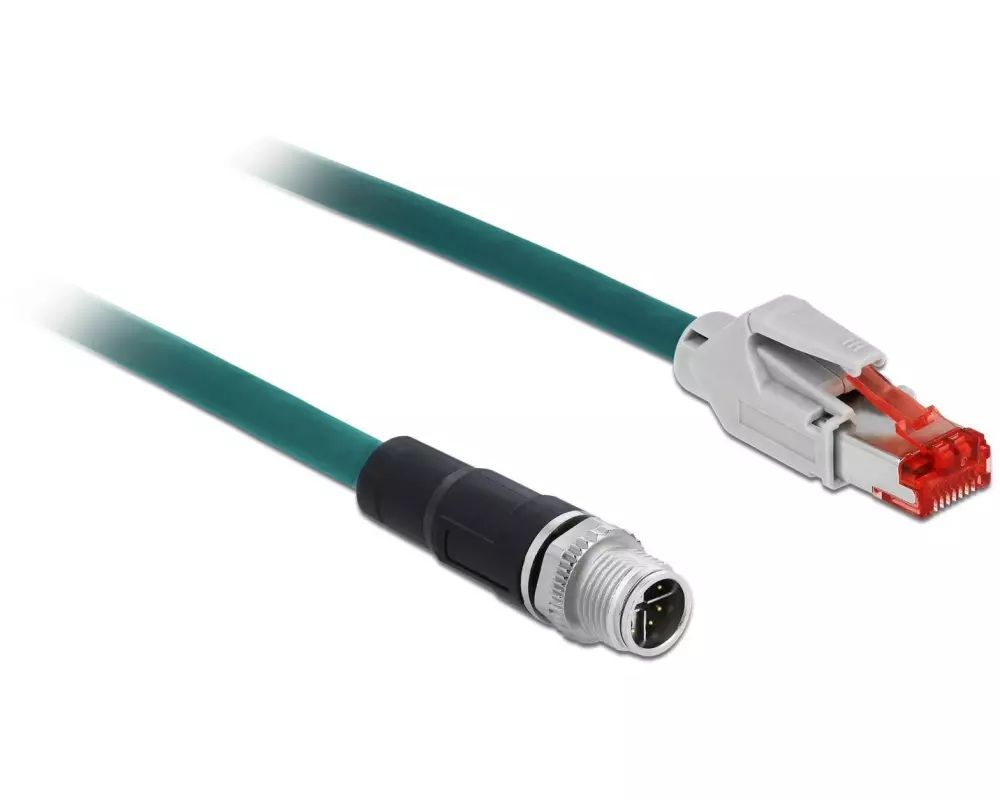 Delock Patchkabel RJ-45-M12 Cat 5e, SF/UTP, 2 m, Blau
