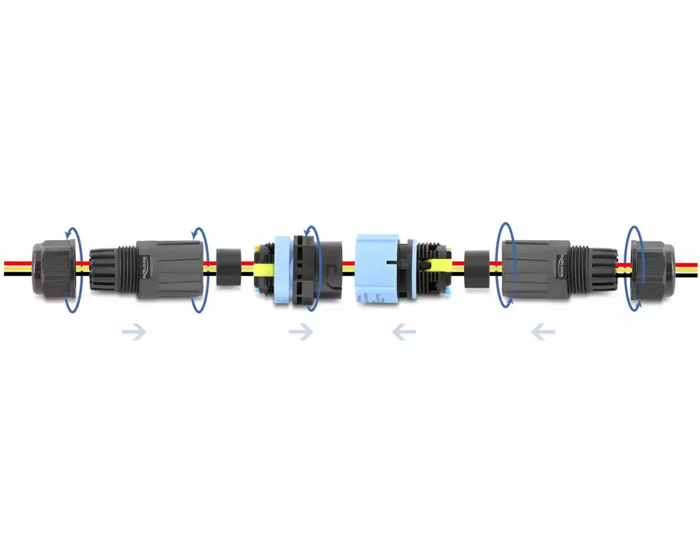 Delock Kabelverbinder 3 Pin IP68 wasserdicht PA66 Schwarz