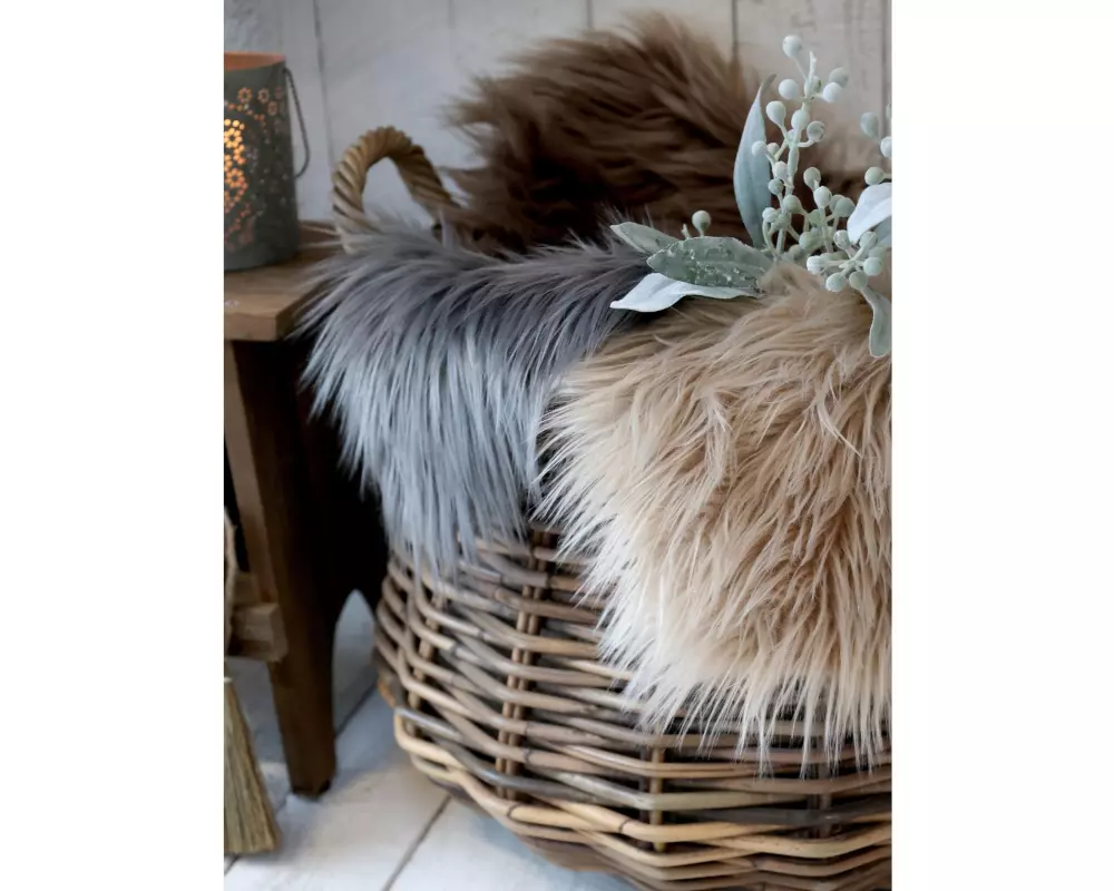 Chic Antique Pelzimitat 40 x 40 cm, Grau