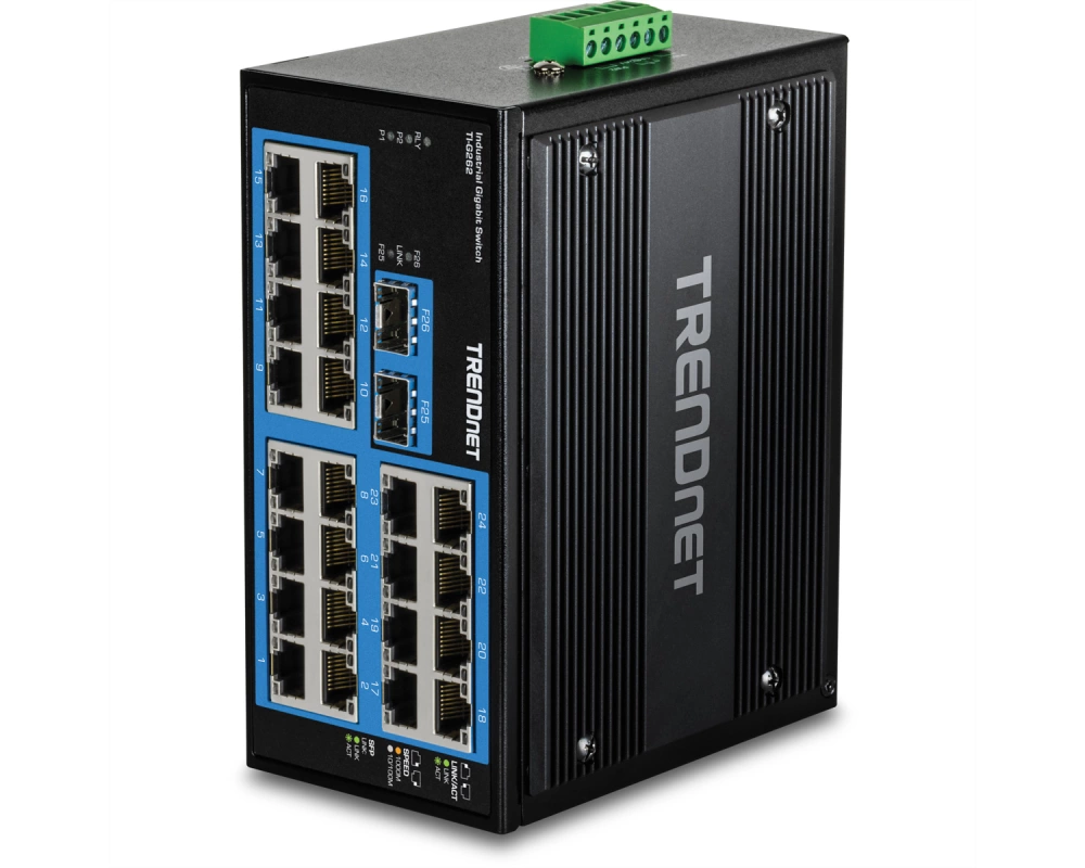 TRENDnet TI-G262 DIN-Rail Switch, 26-Port Industrial Gigabit