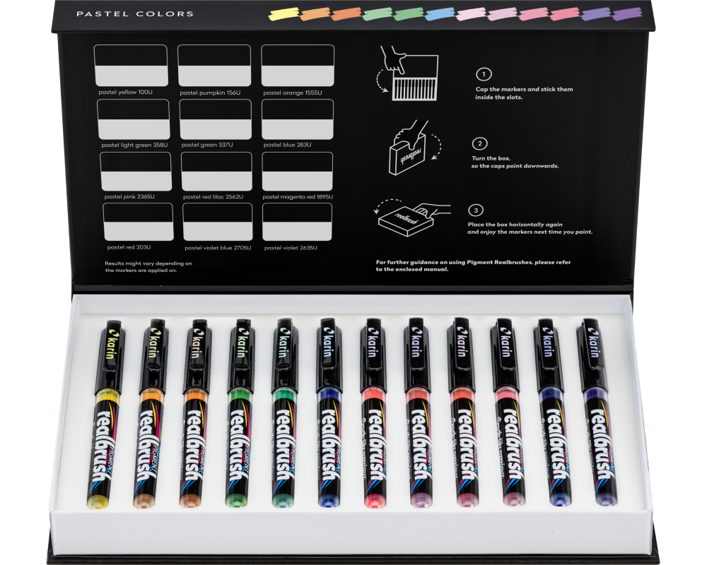 KARIN Real Brush Pen 0.4mm 33C7 Pigment, Pastell Farben