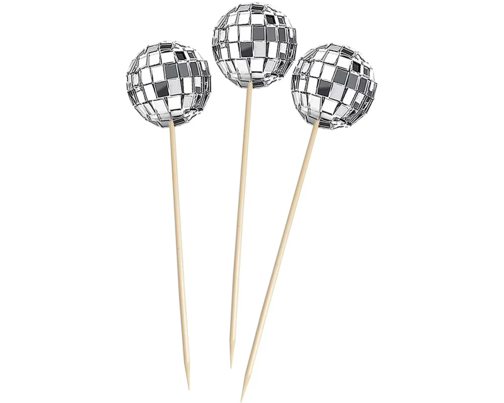 Braun + Company Einweg-Party-Piekser Discokugel 15 Stück Silber