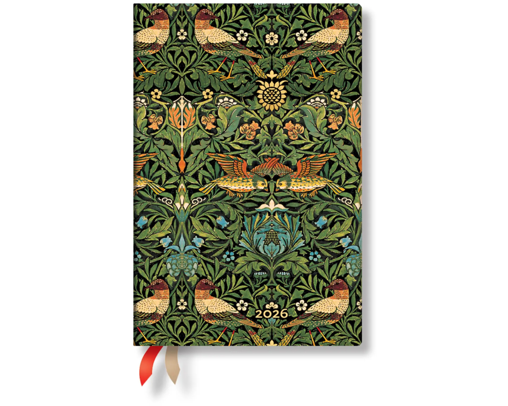 PAPERBLANKS Agenda Morris Vögel 2026 FD0676-4 1W/2S HOR Mini SC DE 9.5x14cm