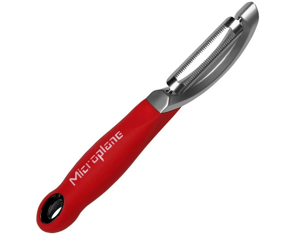 Microplane Pendelschäler Gourmet Profi gezahnt Rot