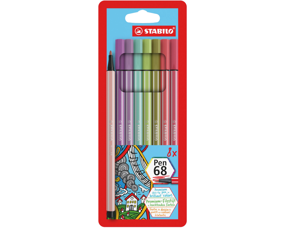 STABILO Fasermaler Pen 68 1.1mm 68/8-02 ass. 8 Stück