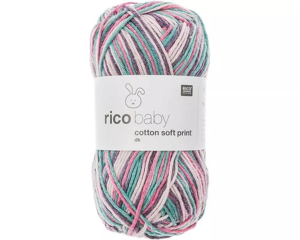 Rico Design Wolle Baby Cotton Soft Print 50 g, Rosa; Türkis