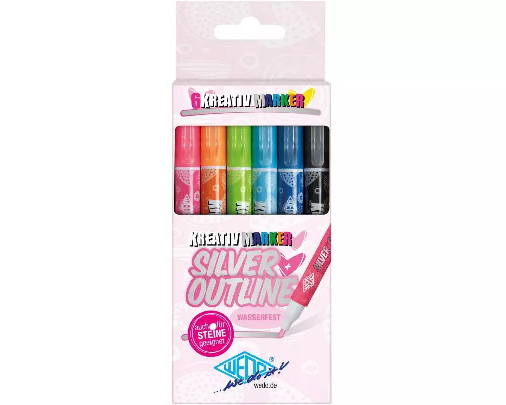 WEDO Filzstift Silver + Outline 6 Stück Mehrfarbig