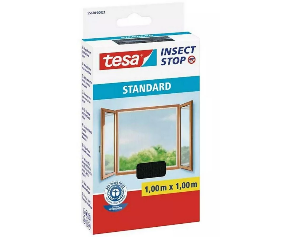 tesa Fliegengitter -Set Standard, 3x 1 m x 1 m, Anthrazit
