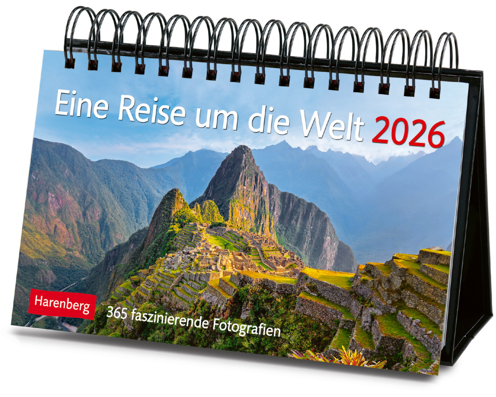 HARENBERG Tischkalender 2026 2763900+26 Reise um die Welt DE 23x17cm