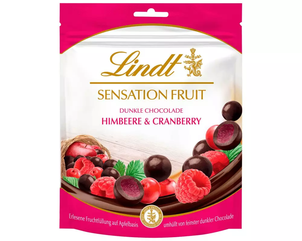 Lindt Schokolade Sensation Fruit Dunkel Himbeere & Cranberry 150 g