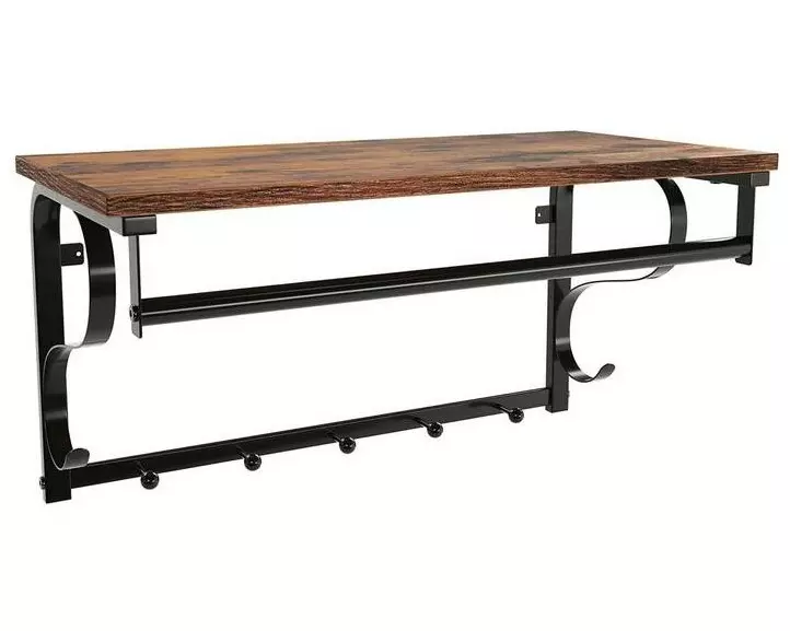 VASAGLE Wandgarderobe Industrial Look 60 x 31.7 cm, Braun/Schwarz