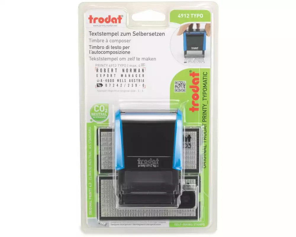 Trodat Stempel 4912 Typo 4.7 x 1.8 cm, Blau