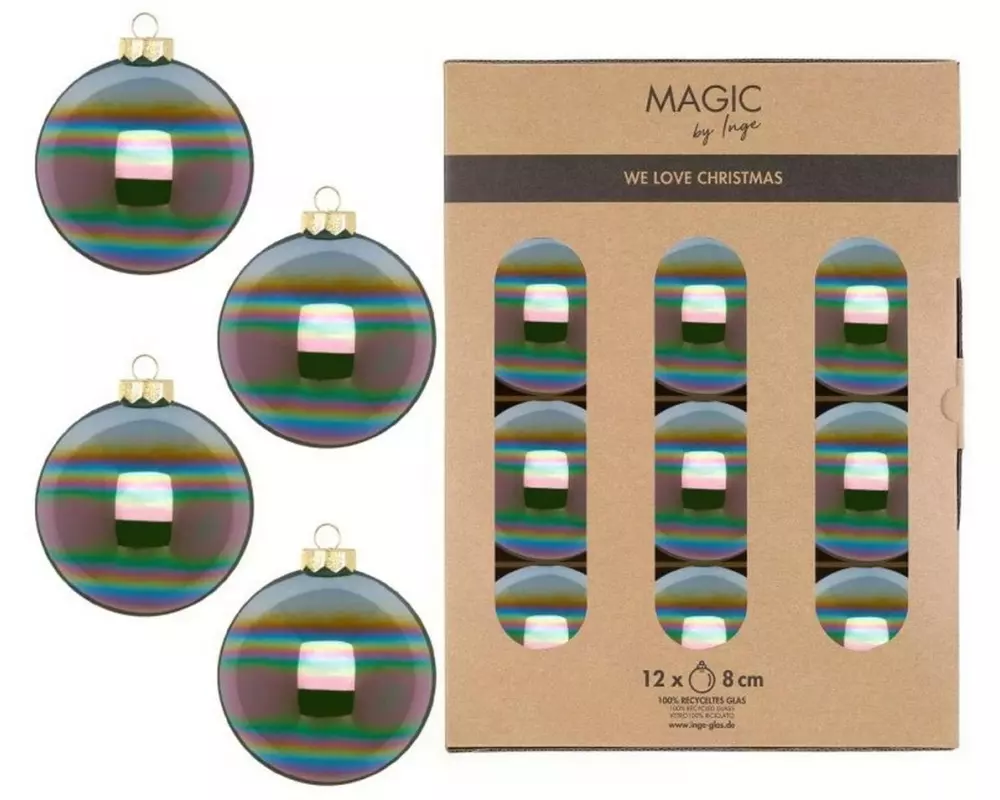 INGES CHRISTMAS DECOR Weihnachtskugel Dazzling 12 Stück, Olivgrün