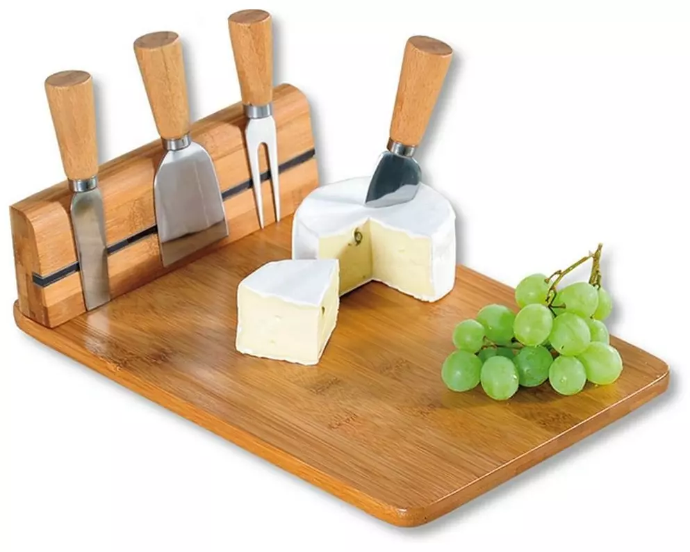 Kesper Käsebrett-Set Bambus mit 4 Messern