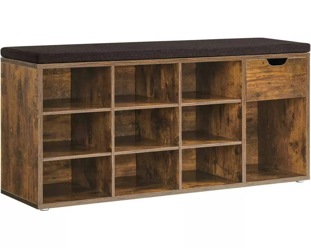 VASAGLE Schuhschrank mit Polster 104 x 48 cm, Braun