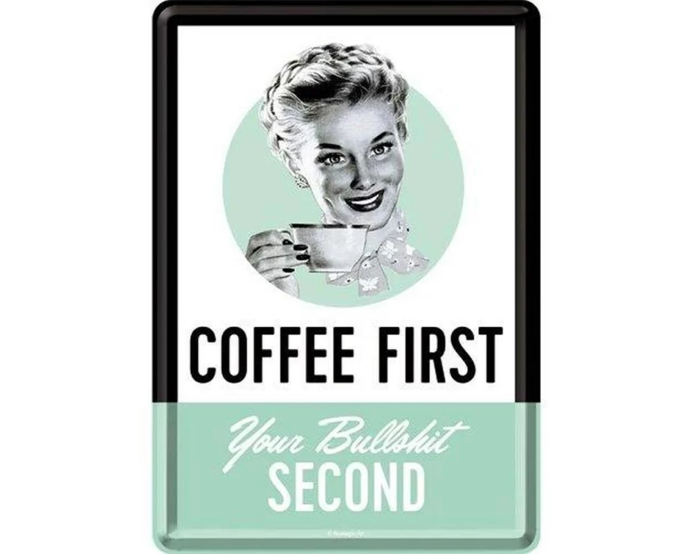 Nostalgic Art Postkarte Coffee First Grün/Schwarz/Weiss