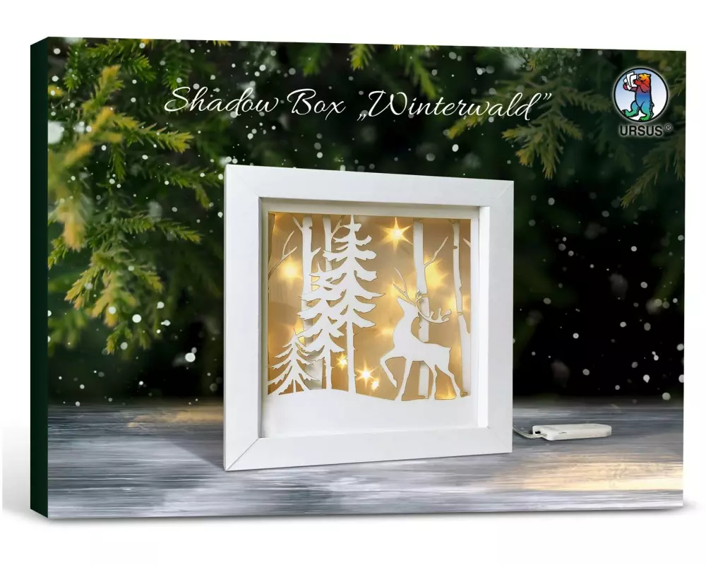 URSUS Bastelset Shadow Box Winterwald, 19 x 19 cm, 1 Stück