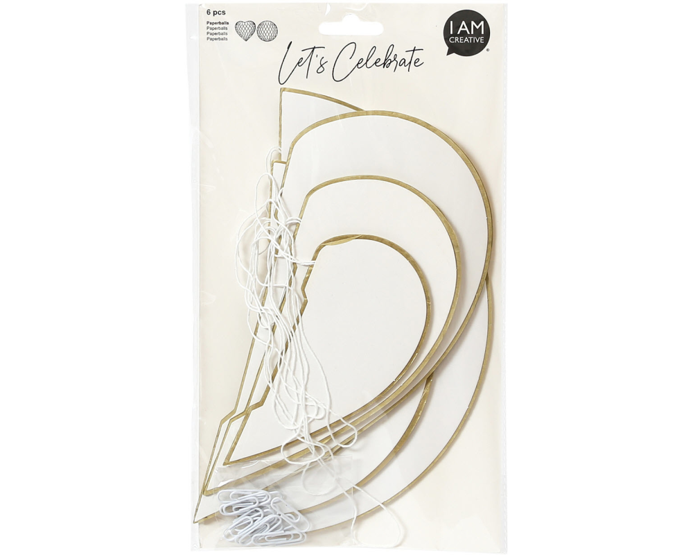 I AM CREATIVE Paperballs,Herz u. Rund,gold 6010.959 6 Stück