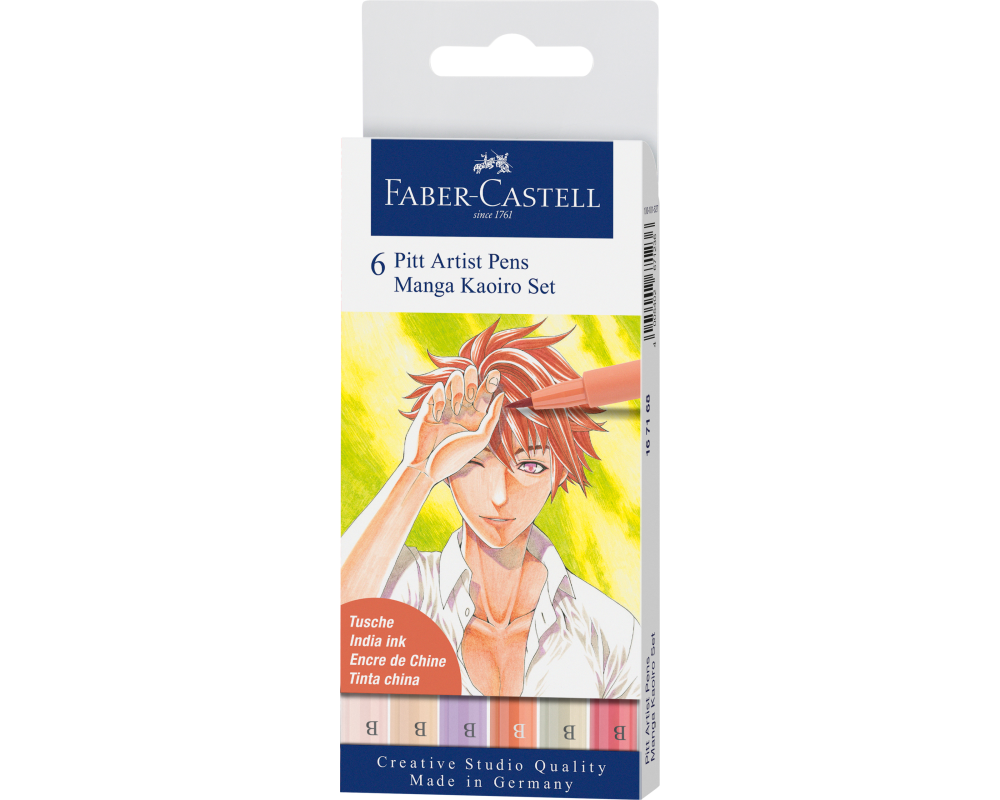FABER-CASTELL Pitt Artist Pen Manga Kaoiro 167168 diverse Farben 6 Stück