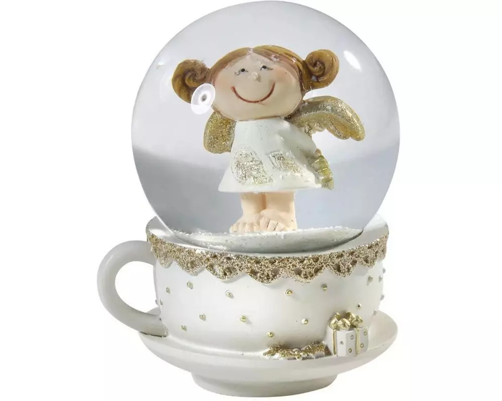 INGES CHRISTMAS DECOR Weihnachtsdeko Engel in Tasse 9.5 cm, Polyresin