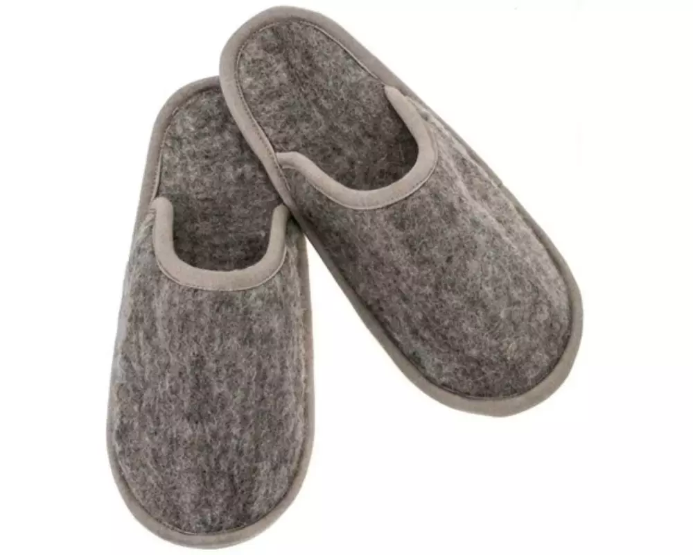 Glorex Filz-Pantoffeln Grau, Grösse L