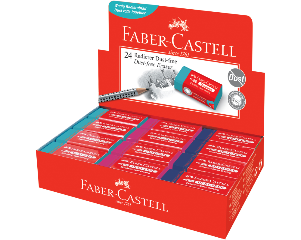 FABER-CASTELL Radierer Trend Dust-Free 187221 3 Farben assortiert