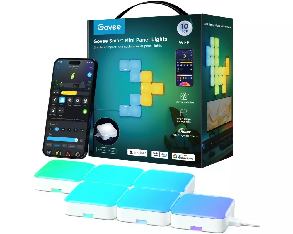 Govee Panelleuchte Smart Mini Erweiterung, 6er, RGBIC