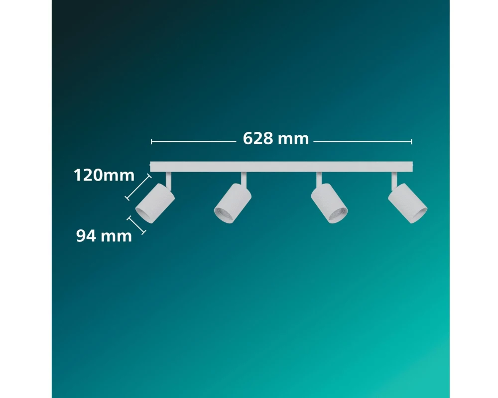 Philips Wyatt Aufbauspot 4x, ohne Leuchtmittel GU10, weiss