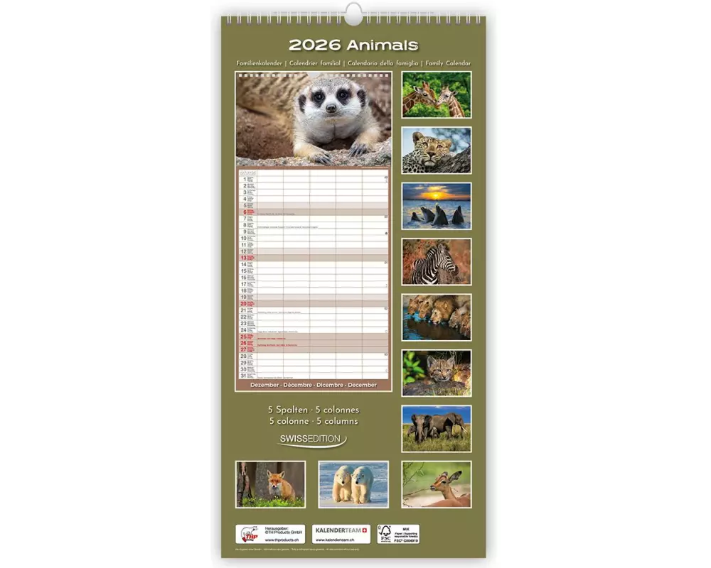 TH Familienkalender Animals 2026