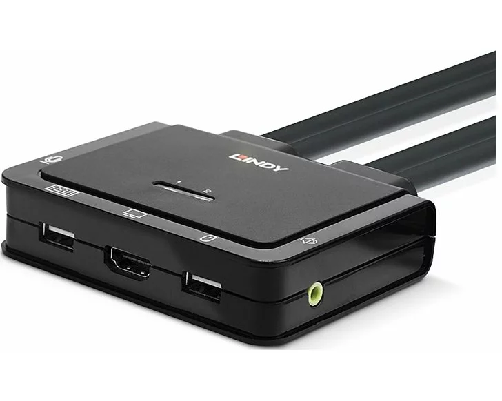 LINDY HDMI KVM Switch 2 Port USB 2.0 Compact. HDMI 3D and 4K60 compliant USB 2.0 Audio and Mic