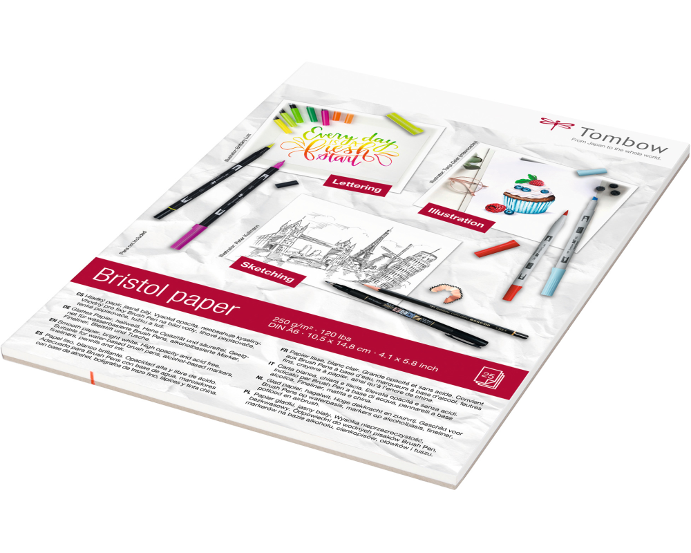 TOMBOW Zeichenblock Bristol A6 PB-MARK-COV 250g, 25 Blatt