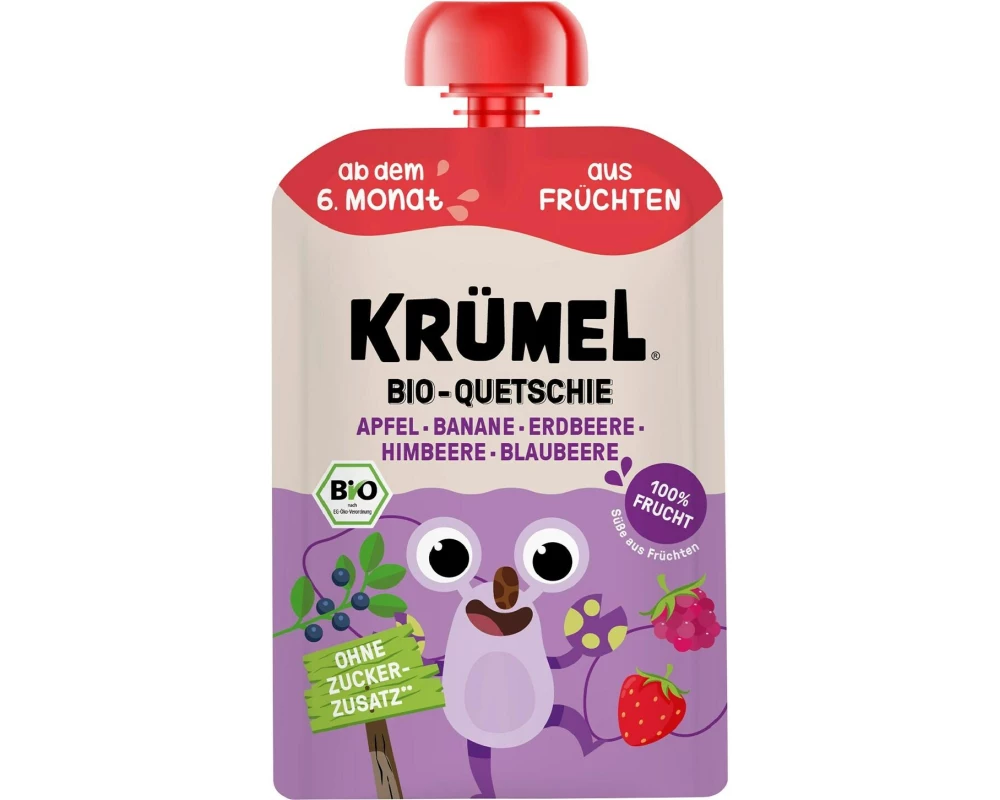 KRÜMEL Quetschie mit Frucht Apfel, Banane, Erd-Him-Blau-beere