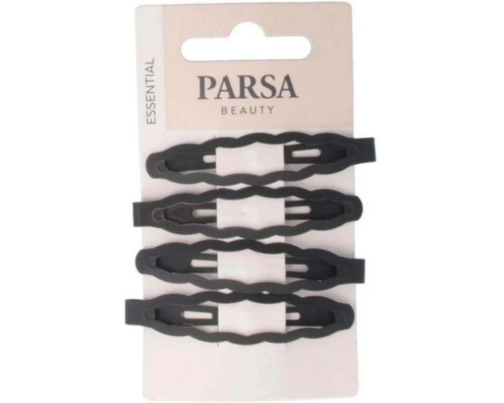 Parsa Beauty Haar-Clip gewellt, matt Schwarz 4 Stück