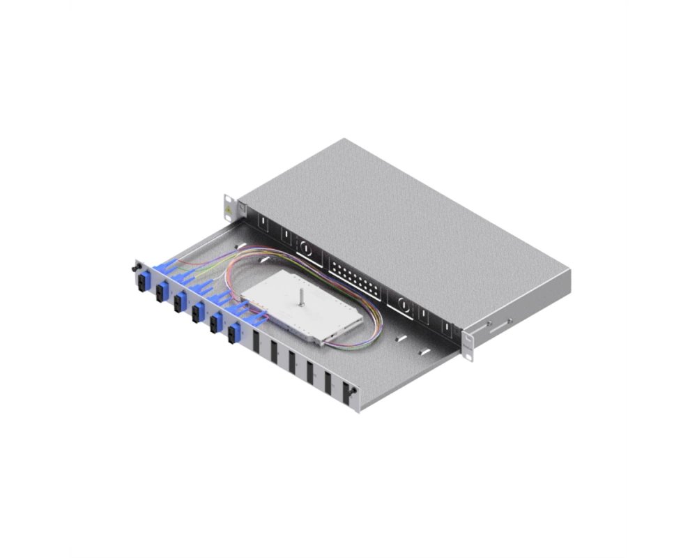 EasyLan LWL-Spleißbox Grade C 19-Zoll 1HE, 12 Ports, 6x SC-Duplex, OS2