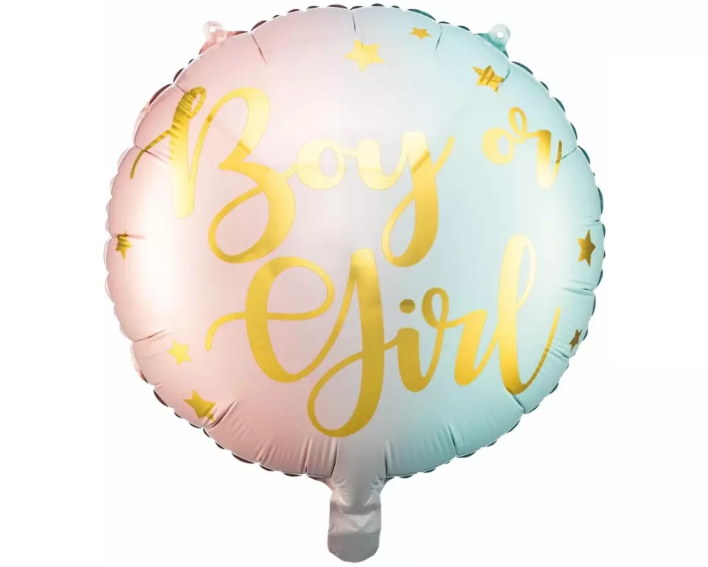 Partydeco Folienballon Boy or Girl Blau/Gold/Rosa