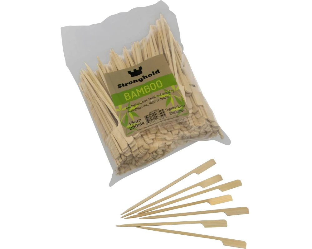 Stronghold Bambus-Spiesse mit Griff 15 cm, 250 Stück