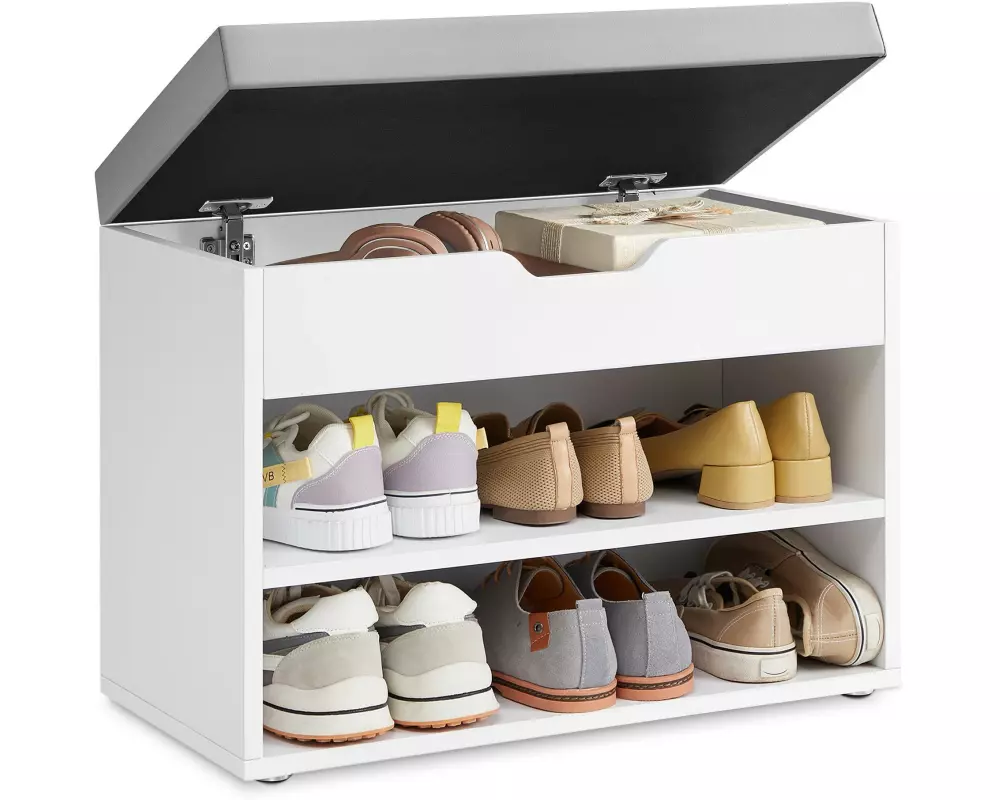 VASAGLE Schuhschrank mit Polster 60 x 44 cm, Weiss