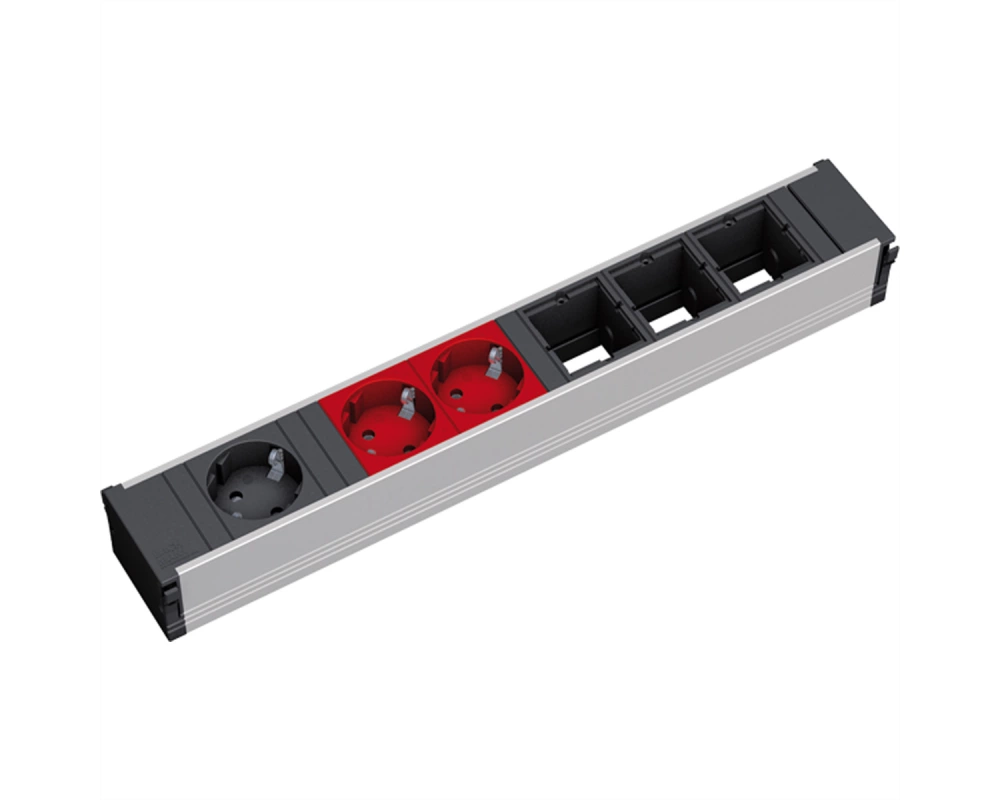 BACHMANN CONI 1xCEE7/3 2xCEE7/3 rot, Schutzkontakt 1xschwarz+2xrot