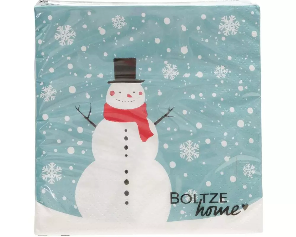 Boltze Servietten Snowman 20 Stück, 16.5 x 16.5 cm