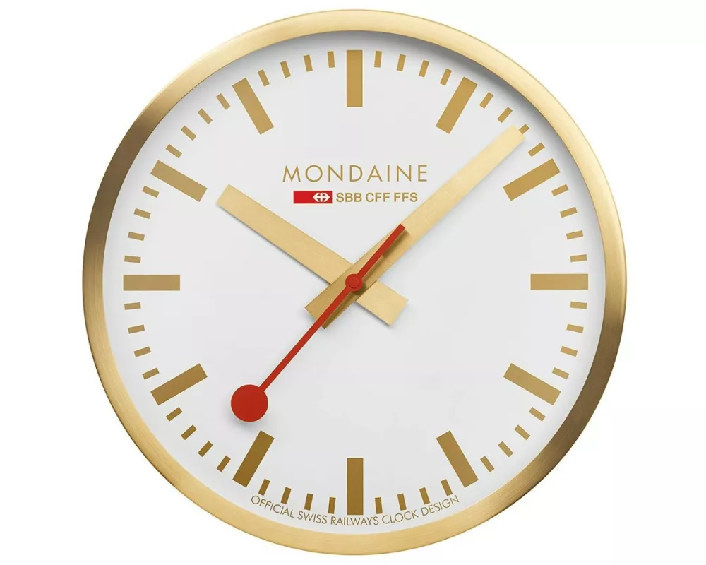 Mondaine Wanduhr Quartz Ø 25 cm, Gold/Weiss
