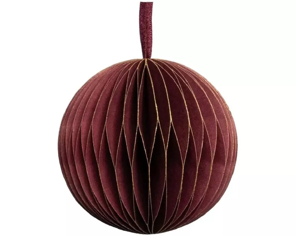 Tranquillo Weihnachtskugel aus Papier Bordeaux/Gold