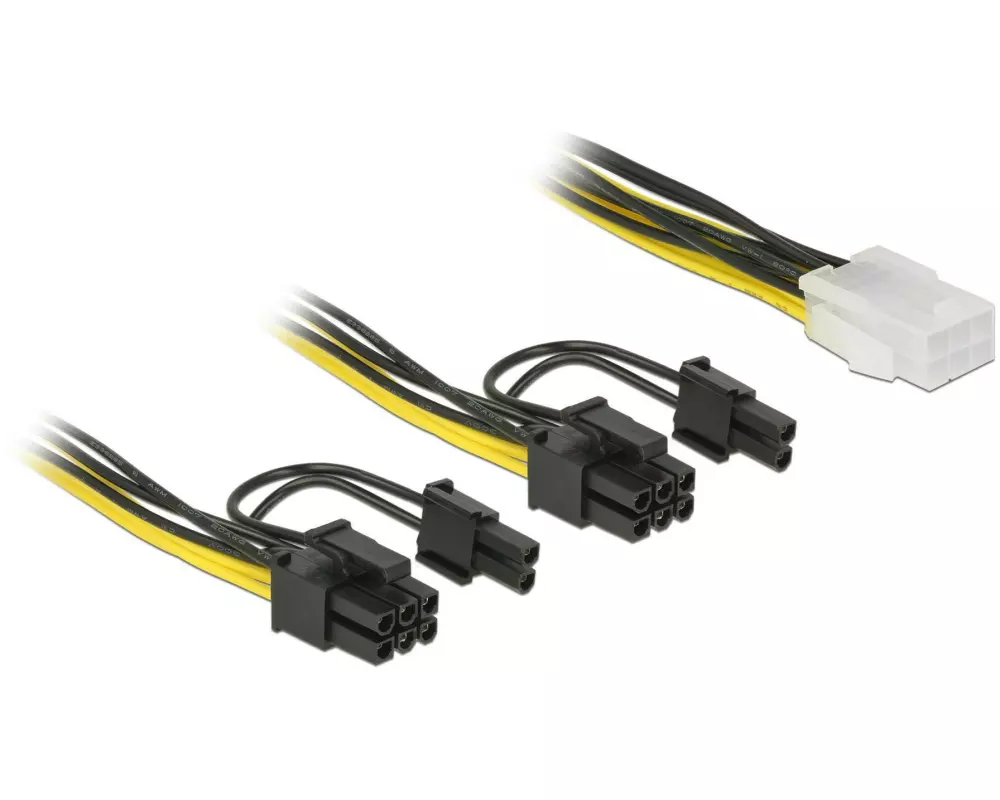 Delock Stromkabel 6Pin - 2x 6+2Pin 15 cm