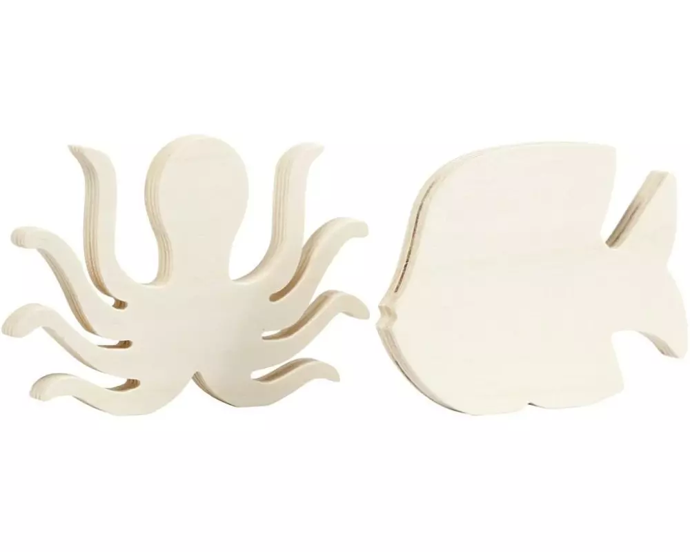Creativ Company Holzartikel Meeresfiguren 2 Stück, Nature