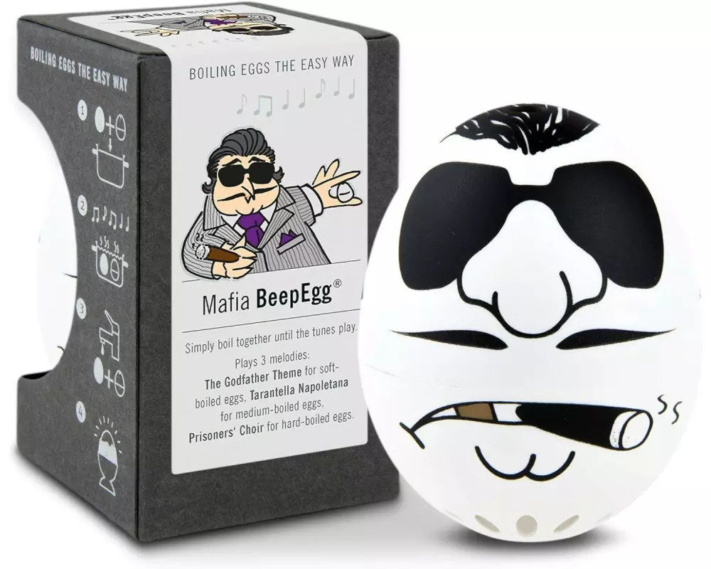 PiepEi Küchentimer Singende Eieruhr Mafia, Schwarz / Weiss