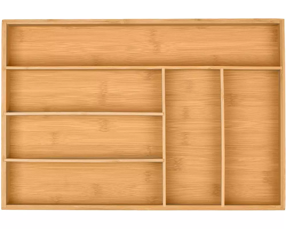 relaxdays Besteckkasten 6 Fächer Braun